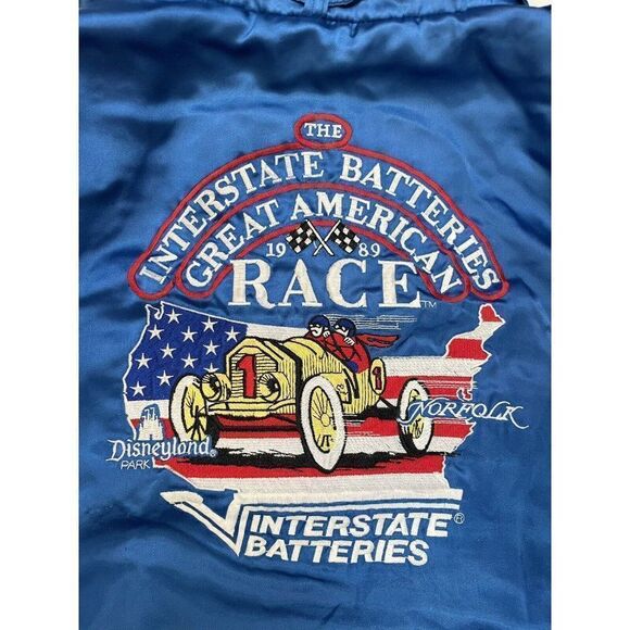 VTG Great American Race Interstate Batteries Norfolk Disney Jacket Men Large 80s - Picture 2 of 12